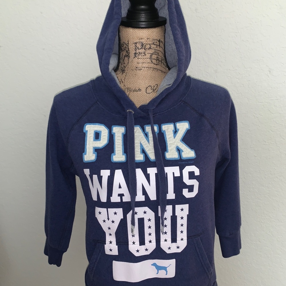 Victoria's Secret PINK HOODIE Pullover "PINK WANT